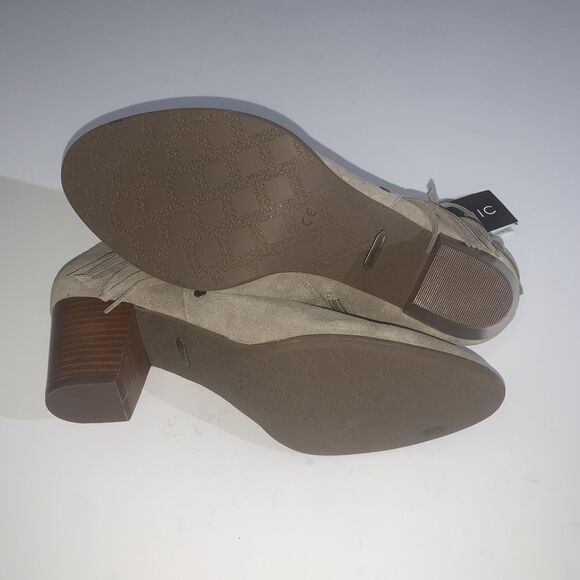 Vionic Boots Womens Size 9.5 Taupe Suede Faros Ankle Booties Fringe Zip Studded - Picture 9 of 9